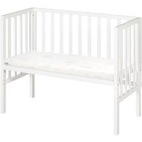 ROBA Berceau Cododo 2en1 Réglable safe asleep® 90 x 45 cm + Matelas + Barrière en Maille - Bois Laqué Blanc