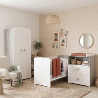 Chambre bébé trio Nao: lit 120x60 commode à langer et armoire - Babyprice - Blanc