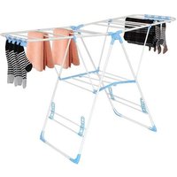 Séchoir à Linge Réglable, Etendoir à Linge Pliable, Blanc/Bleu, Taille déployée:  138 x 95 x 56 cm