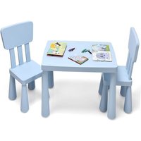 GOPLUS Table Enfant avec 2 Chaises en PlastiqueCharge 50KGpour Activités détude et Jeuxpour Enfants 1-7 AnsBleu