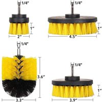 Kit de 4 pièces Brosse Nettoyage Perceuse, Brosse pour Perceuse Voiture Carrelage Tapis Baignoire Cuisine Toilettes - Jaune + Noir
