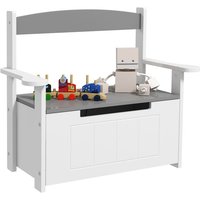 Coffre à jouets pour enfants 2 en 1 - AIYAPLAY - banc avec dossier et accoudoirs - vérin pneumatique 685L x 34l x 58H cm - gris