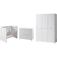 Ensemble de chambre de bébé Erik - Armoire à deux portes commode table à langer et lit de bébé - MDF/blanc