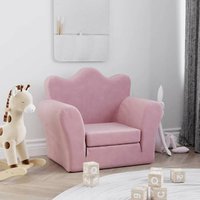 vidaXL Canapé-lit pour enfants rose peluche douce 357057