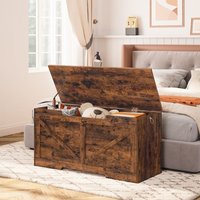 HOOBRO Banc de Rangement Coffre à Jouets avec Couvercle Coffre de Rangement Robuste pour Enfants Couloir Salon Marron