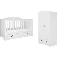 Lit et Armoire 2 portes 1 tiroir Kocot Kids - 66 x 124 x 103cm - Blanc