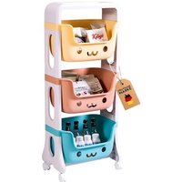 RMAN® Étagère de Rangement pour Enfants Chariot de Boîte à Jouets Étagère pour Chambre Denfant avec 4 Roulettes Verrouillables