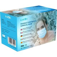 KAROFI - Masques Chirurgicaux TYPE I Médical, 3 COUCHES, BFE ≥ 95%, testés et certifiés CE EN14683 : 2019, boîte 50 pcs