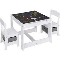 Table pour Enfants et 2 Chaises avec Tiroir Table dactivité avec Tableau Noir et Un Rouleau de Papier Amovible à Dessiner Blanc