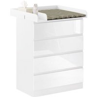 WOLTU Table à Langer Commode Bébé à Langer avec 4 Tiroirs en MDF et en Bois d’Ingénierie 80x75x1092cm Blanc W0ETT0019