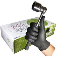 Gants Nitriles Jetables Non Poudrés Noir 5gr - Boite de 100 Gants - Taille S - Tatoueur Mécanicien Médical