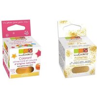 Colorant alimentaire naturel jaune + paillettes dorées