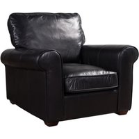 Argos Handmade Vintage Armchair Distressed Black Real Leather