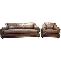 Ashford Handmade 3+1 Sofa Suite Settee Vintage Retro Brown Distressed Real Leather