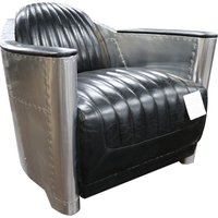 Aviator Vintage Rocket Tub Chair Distressed Black Real Leather