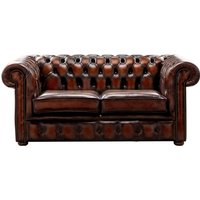 Chesterfield 2 Seater Antique Rust Leather Sofa Settee Bespoke In Classic Style