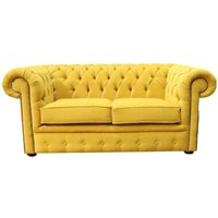 Chesterfield 2 Seater Cantare Mustard Yellow Easy Clean Fabric Sofa In Classic Style
