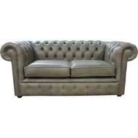 Chesterfield 2 Seater Selvaggio Sage Green Real Leather Sofa Settee In Classic Style