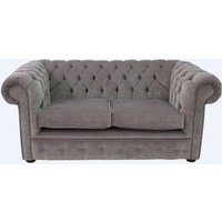 Chesterfield 2 Seater Sofa Settee Pimlico Grey Real Fabric In Classic Style