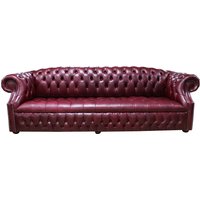 Chesterfield 4 Seater Old English Burgandy Leather Sofa Bespoke In Buckingham Style