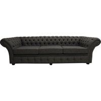 Chesterfield 4 Seater Sofa Harris Tweed Herringbone Peatland Wool In Balmoral Style