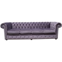 Chesterfield 4 Seater Sofa Malta Lavender Purple Velvet Fabric In Classic Style