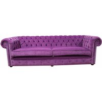Chesterfield 4 Seater Sofa Settee Pimlico Grape Purple Fabric In Classic Style