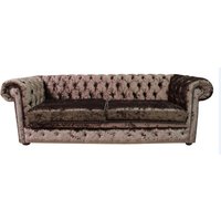 Chesterfield 4 Seater Sofa Settee Senso Chocolate Brown Velvet Fabric In Classic Style