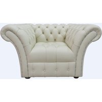 Chesterfield Armchair Buttoned Seat Shelly Almond Cream Leather In Balmoral Style