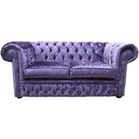 Chesterfield Crystal Diamond 2 Seater Sofa Shimmer Grape Velvet Fabric In Classic Style