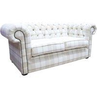 Chesterfield Handmade Tartan 2 Seater Sofa Balmoral Natural Fabric In Classic Style