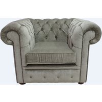Chesterfield Low Back Club ArmChair Velluto Sage Real Fabric In Classic Style