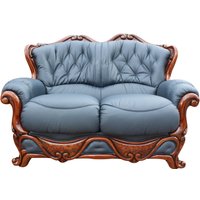 Dante Original 2 Seater Sofa Settee Italian Blue Real Leather