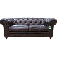 Earle Grande 2 Seater Chesterfield Tobacco Brown Real Leather Sofa