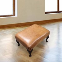 Footstool Plain Seat Old English Saddle Real Leather