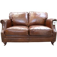 Luxury 2 Seater Vintage Distressed Brown Real Leather Sofa Settee