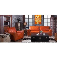 Mikado Handmade Vintage Retro Settee Sofa Suite Distressed Real Leather