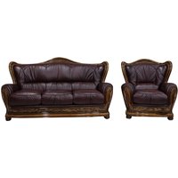Regina Original 3+1 Sofa Settee Suite Genuine Italian Burgandy Real Leather