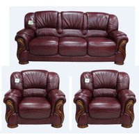 Susanna Handmade 3+1+1 Sofa Suite Italian Burgandy Real Leather