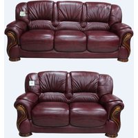 Susanna Handmade 3+2 Sofa Suite Italian Burgandy Real Leather