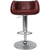 Vintage Barstool Rouge Red Distressed Real Leather