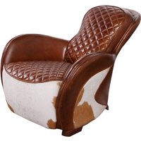 Vintage Saddle Cowhide Lounge Chair Distressed Real Leather