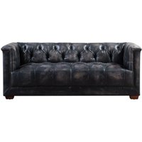 Vintage Spitfire Chesterfield 2 Seater Sofa Distressed Wash Black Real Leather