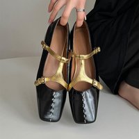 CHIKO Elsie Square Toe Block Heels T-Strap Shoes