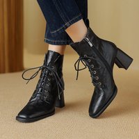 CHIKO Vera Square Toe Block Heels Ankle Boots