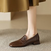 CHIKO Agrata Square Toe Block Heels Loafers Shoes