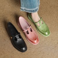 CHIKO Britton Round Toe Block Heels T-Strap Shoes