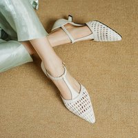 CHIKO Carrieann Pointy Toe Kitten Heels T-Strap Shoes