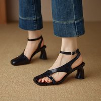 CHIKO Carlita Square Toe Curve Heels Slingback Shoes