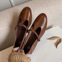 CHIKO Chevonne Round Toe Block Heels T-Strap Shoes